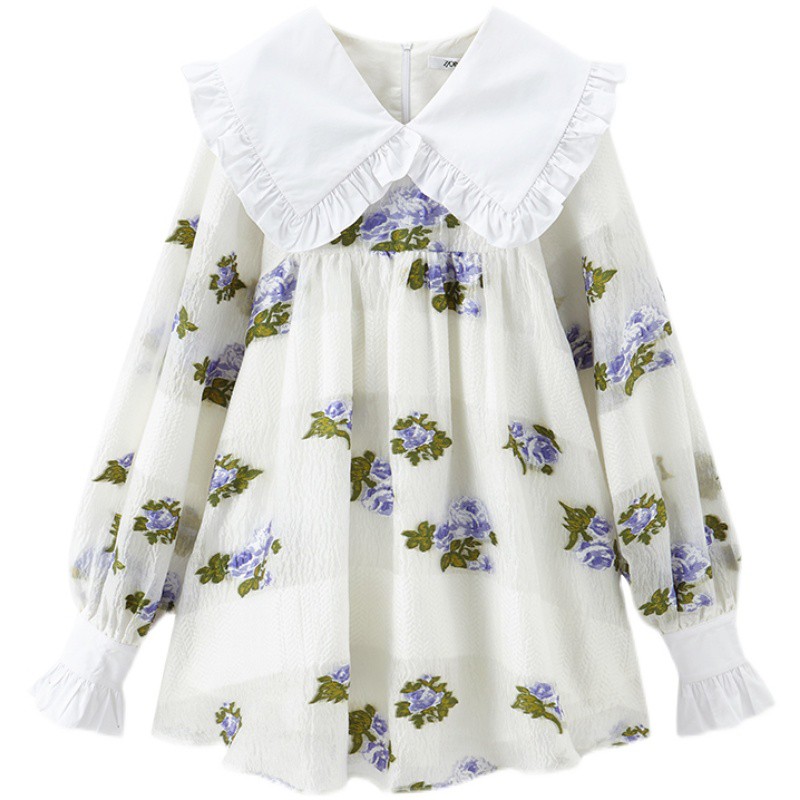 Váy búp bê xòe hoa tím Bạch Lộc