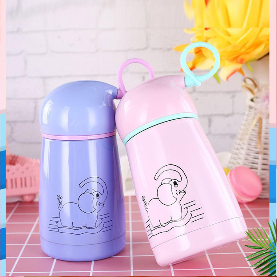 [280ml SIÊU RẺ] BÌNH GIỮ NHIỆT TRẺ EM LÕI INOX304 HÌNH CON VOI - 4 màu dễ thương, an toàn tuyệt đối