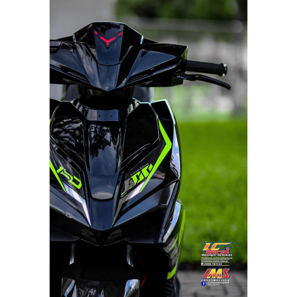 TEM RỜI mẫu ADN Special xanh lá xám cho AirBlade đen - tem in sắc nét không bay màu