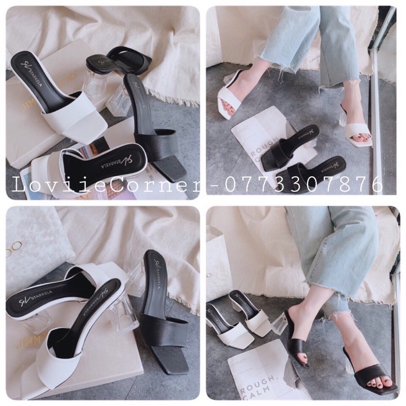 DÉP CAO GÓT LOVIIECORNER - GUỐC NỮ CAO GÓT 7CM - GUỐC NỮ CAO GÓT 7CM -  DÉP NỮ 7 PHÂN GÓT VUÔNG D200363