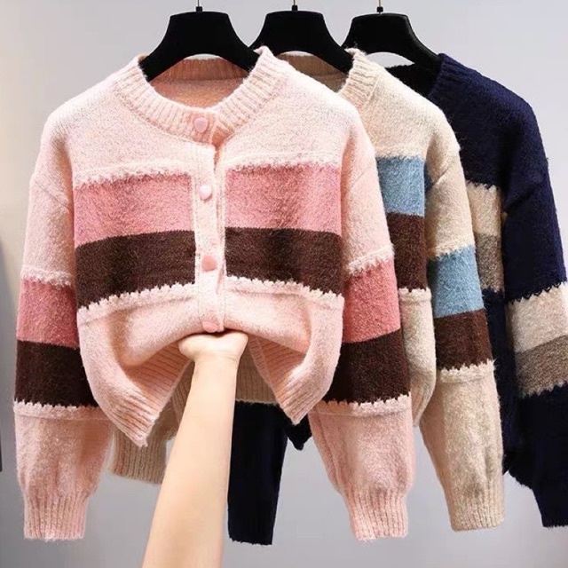 Áo khoác cardigan len pha màu QC siêu đẹp l1 mh vcoi