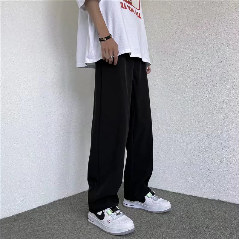 Quần ống suông from rộng thời trang quần jogger simple Màu Trơn Quần ống rộng tiếng nhật quần baggy nam