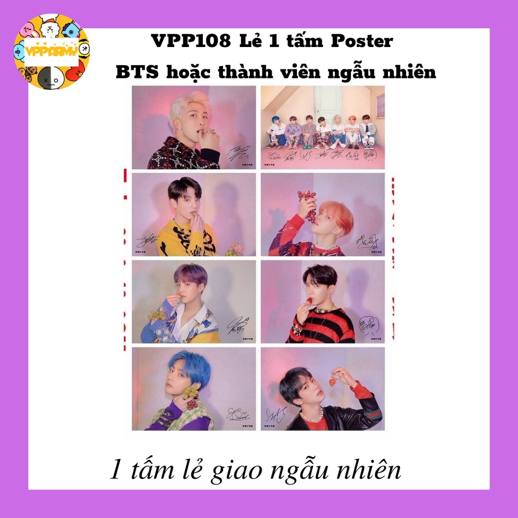 [VPP ARMY] VPP108 Lẻ 1 tấm khổ A3 Poster hình ảnh nhóm nhạc BTS hoặc hình ảnh thành viên ngẫu nhiên