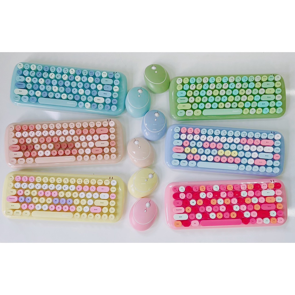 Bộ bàn phím cute không dây giả cơ &amp; chuột MOFII Candy Colorful 6 Màu Lalunavn - B98