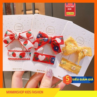 [FREESHIP] Set 2 kẹp tóc đính nơ thêu THỔ CẨM xinh xắn phong cách Hàn Quốc cho bé yêu MK083