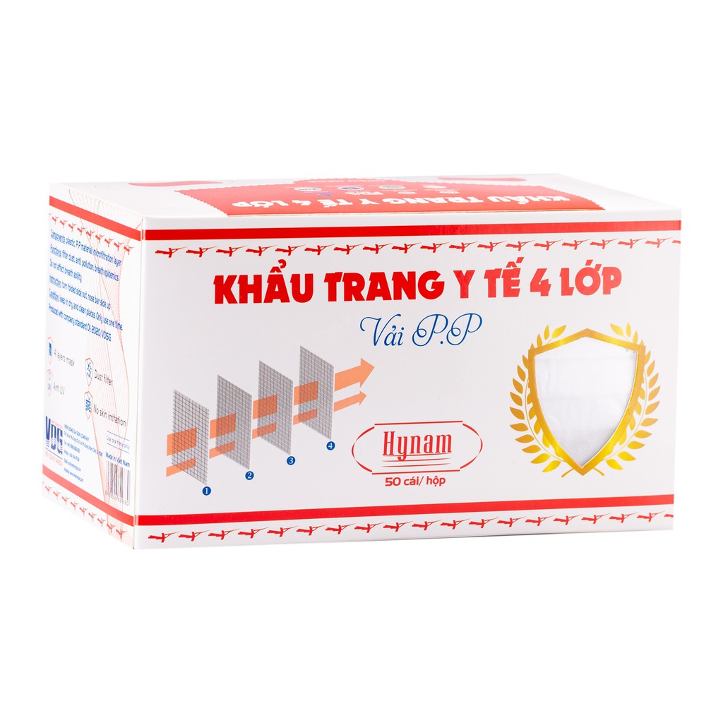 Khẩu trang y tế 4 lớp Hynam - Ngăn chặn giọt bắn tiếp xúc, Chống bụi, Cản tia UV - (50 cái/hộp) -Viễn Đông Sài Gòn | BigBuy360 - bigbuy360.vn