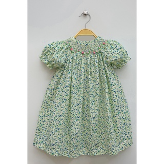 Đầm smock hoa nhí xanh