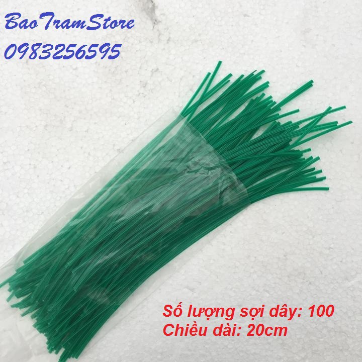 Bán buôn- Túi 100 sợi dây buộc cành cây bọc nhựa dạng dẹp dài 20cm hàng đẹp, nhập khẩu.