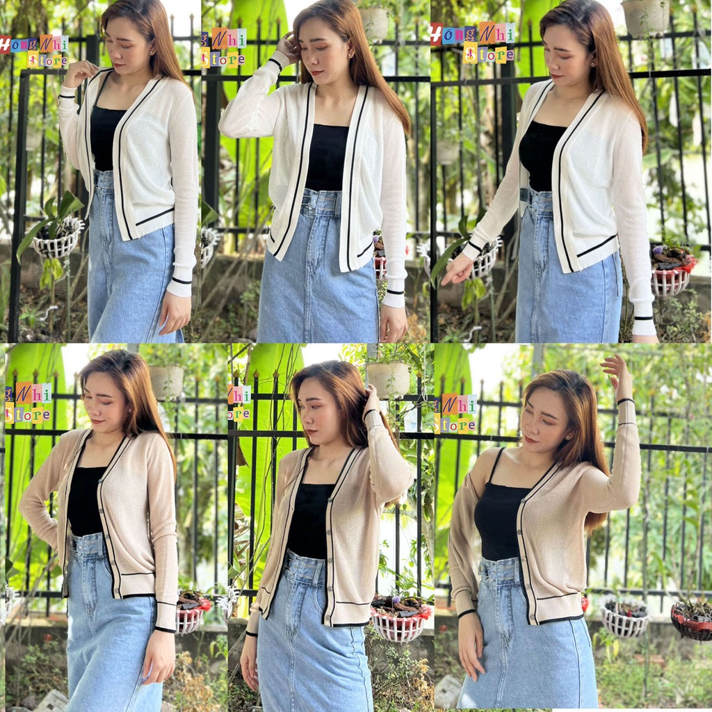 Áo Khoác Len Lưới Cổ Tim Nút Gài Dáng Rộng Cao Cấp Ulzzang