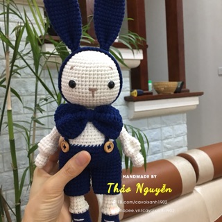 Combo cặp thỏ handmade móc bằng len jean