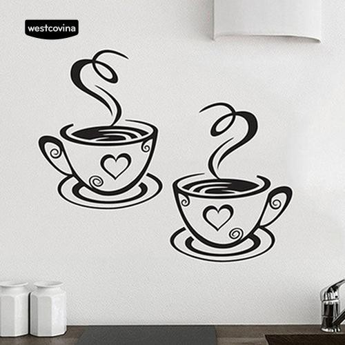 Nhãn dán tường hình tách cà phê độc đáo