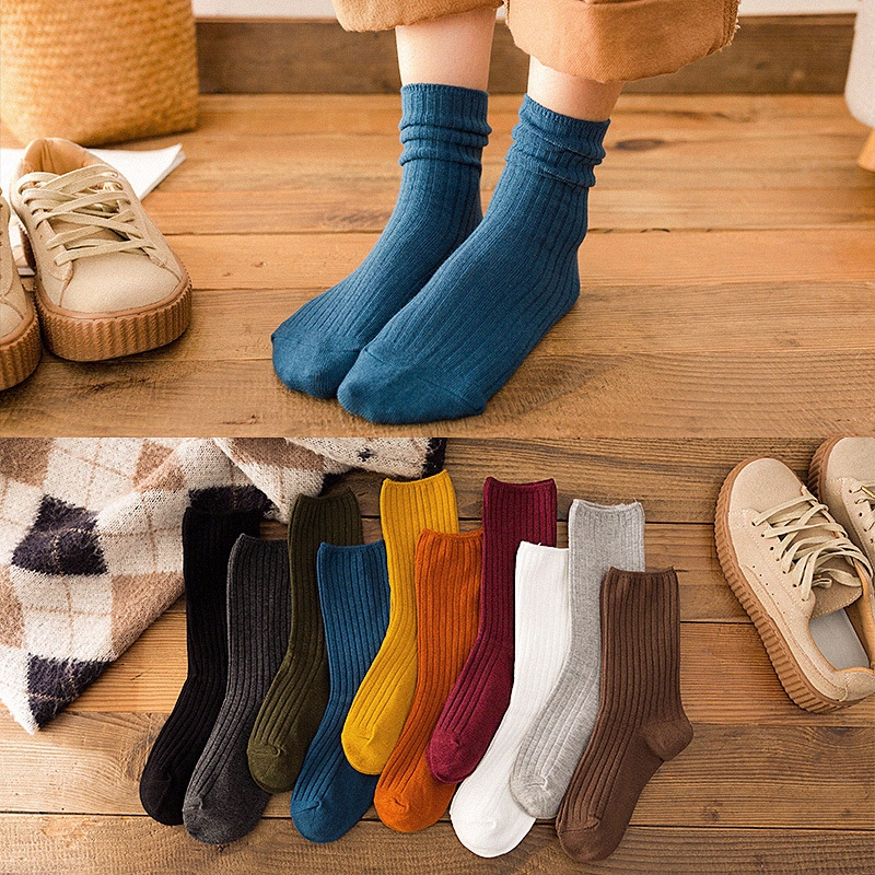 Tất Cổ Cao Màu Trơn Phong Cách Hàn Quốc Cho Nữ