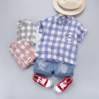 Boys 0-5 years old summer new short-sleeved cotton shirt + 2 sets of high-quality children's shorts