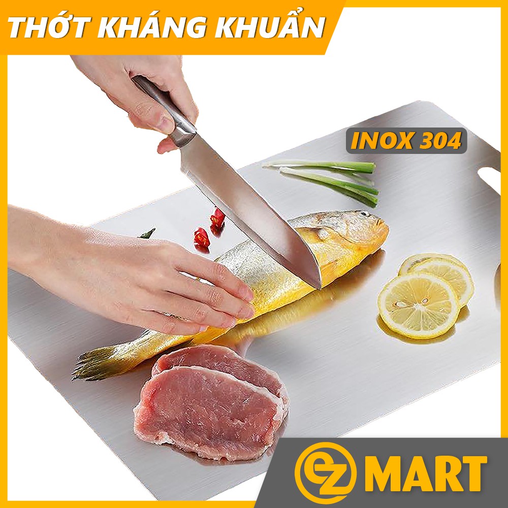 Thớt Inox 304 Kháng Khuẩn Cừờng Lực- Vệ Sinh Dễ Dàng- Rã Đông Nhanh - Chống Ẩm Mốc - Không Xước Dăm- Không Mùn Gỗ