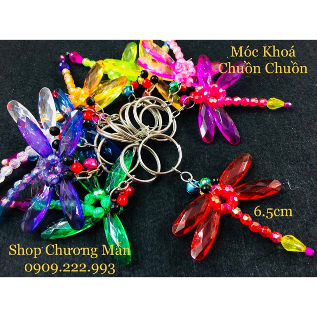 Móc Khoá Chuồn Chuồn Pha Lê Nhựa Handmade