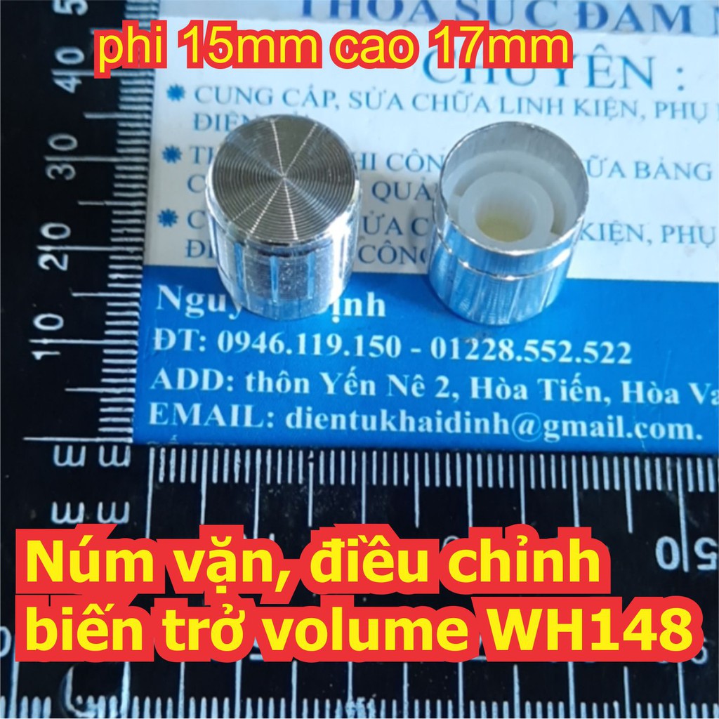 5 cái Núm vặn, điều chỉnh biến trở volume WH148 nhôm 15x17mm màu vàng / bạc kde6493