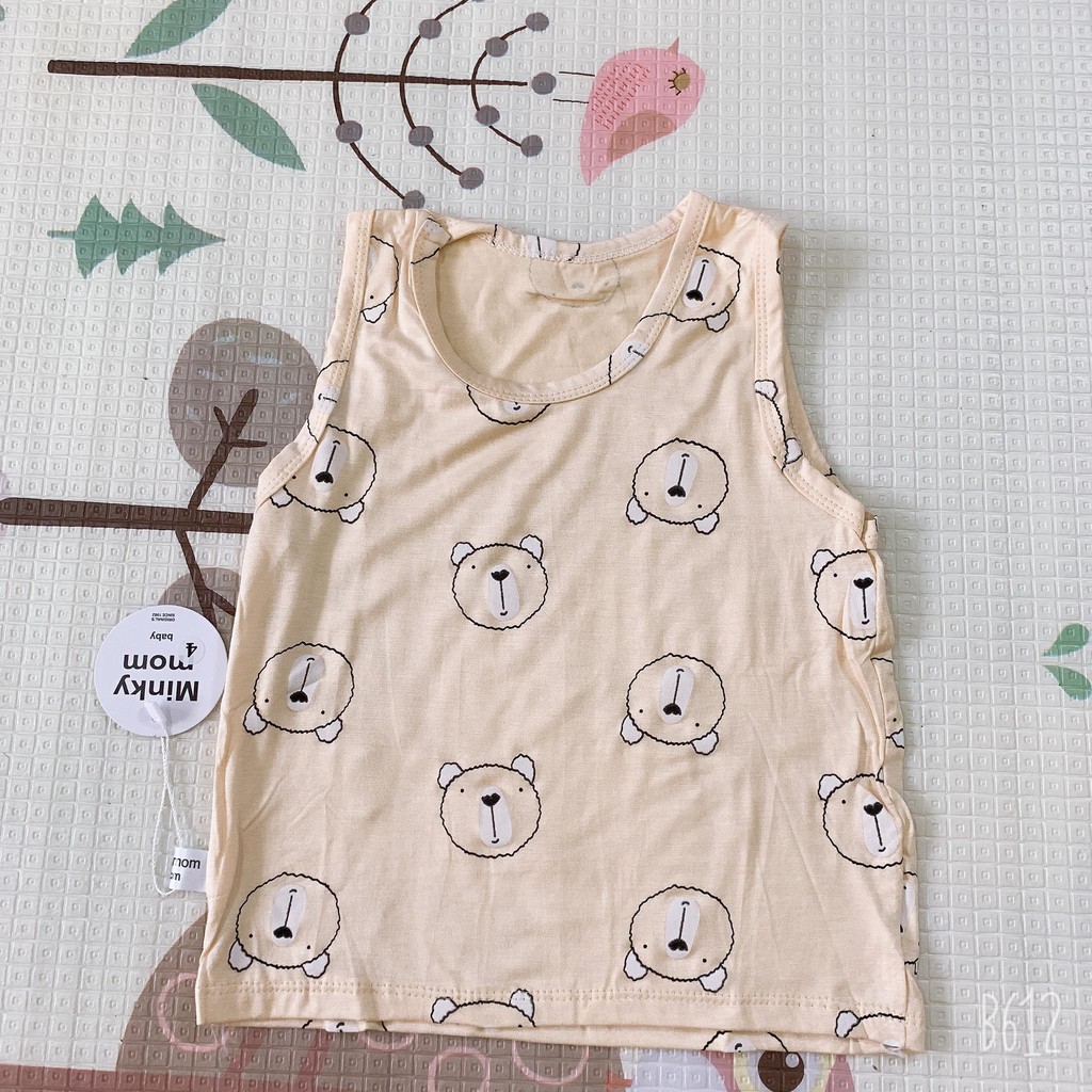 (8-18KG) Bộ ba lỗ / sát nách vải thun lạnh in họa tiết gấu cho bé - MINKY MOM