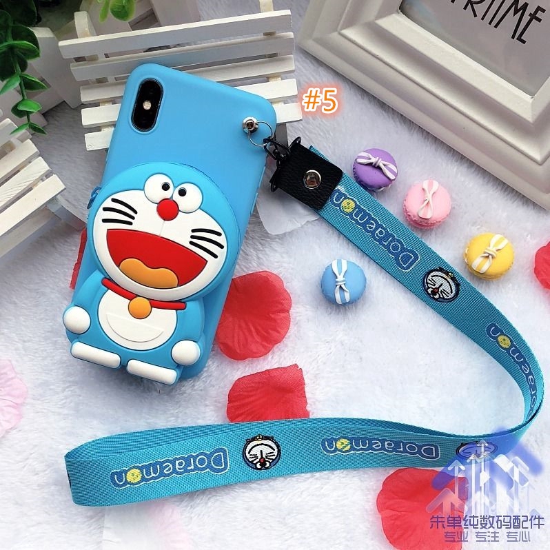 VIVO Y19 Y17 Y12 Y71 Y91 Y93 Y95 V7 Plus Y73 Y15 Dễ thương Cartoon Hellokitty Doraemon Ví dây đeo Vỏ điện thoại