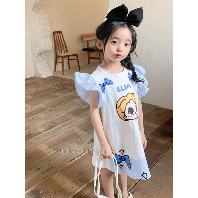 Đầm váy cho bé gái in 3D hình họa tiết đáng yêu size 10kg đến 20kg-Đầm cho bé gái 100% cotton thoáng mát cho bé