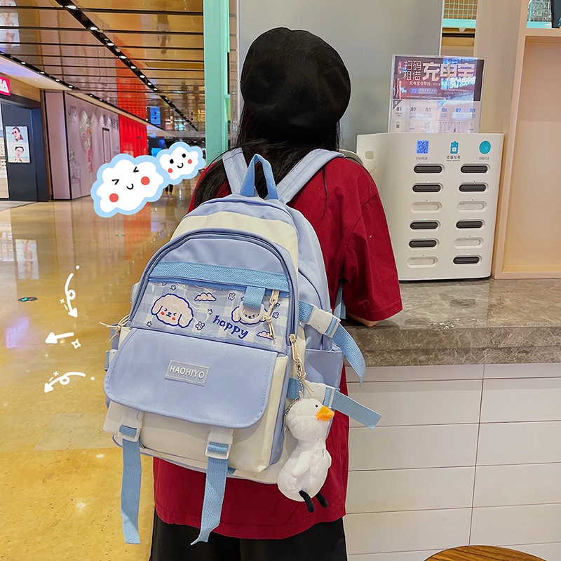 Balo IELGY đựng laptop họa tiết hoạt hình phong cách Hàn Quốc dễ thương cho nữ