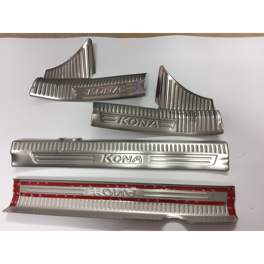 Ốp Bậc Cửa Xe Hyundai Kona 2018 2019 2020 2021 Mẫu Inox