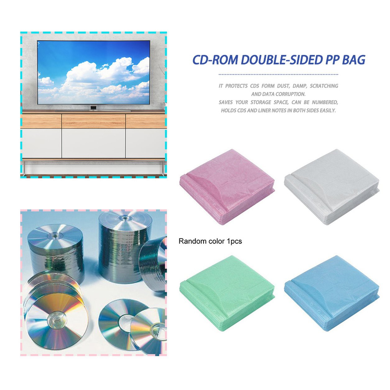 Set 100 Túi Đựng Đĩa Cd Dvd Hai Mặt Giá Đỡ | BigBuy360 - bigbuy360.vn