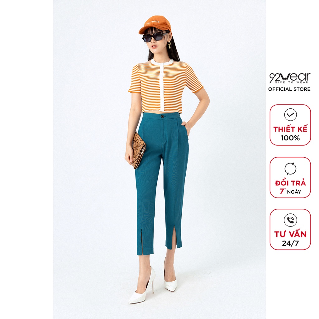 Quần baggy nữ 92WEAR hàng thiết kế phong cách công sở thanh lịch, tôn dáng QGA1897