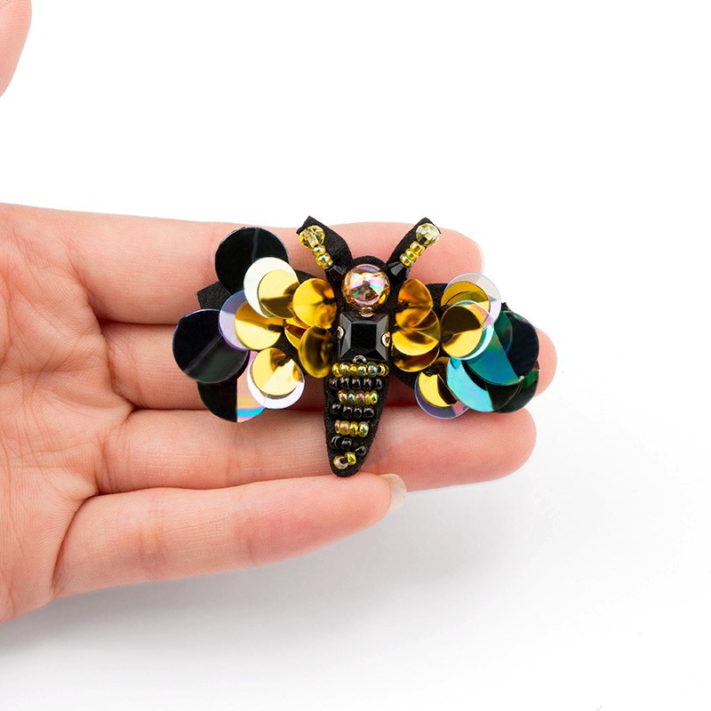 Qiao Miếng Vá Quần Áo Đính Hạt Cườm Pha Lê Hình Con Ong Thời Trang May Vá Thủ Công DIY