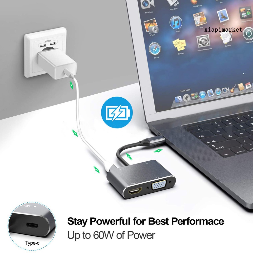 Bộ Chuyển Đổi Hub 4k Vga 1080p Pd Usb 3.0 Usb-C 4 Trong 1