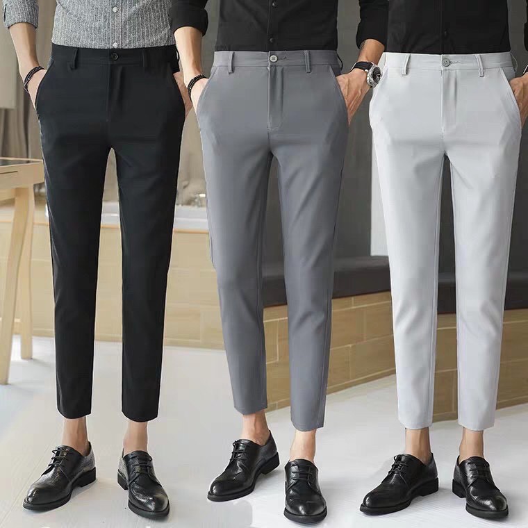 (Hàng loại 1) Quần âu nam chất lượng cao cấp màu ghi, xanh than và đen dáng body Hàn Quốc