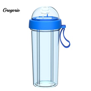 Gregorio~420/600ml Straw Separate Drink Water Beverage Bottle Couples Gift