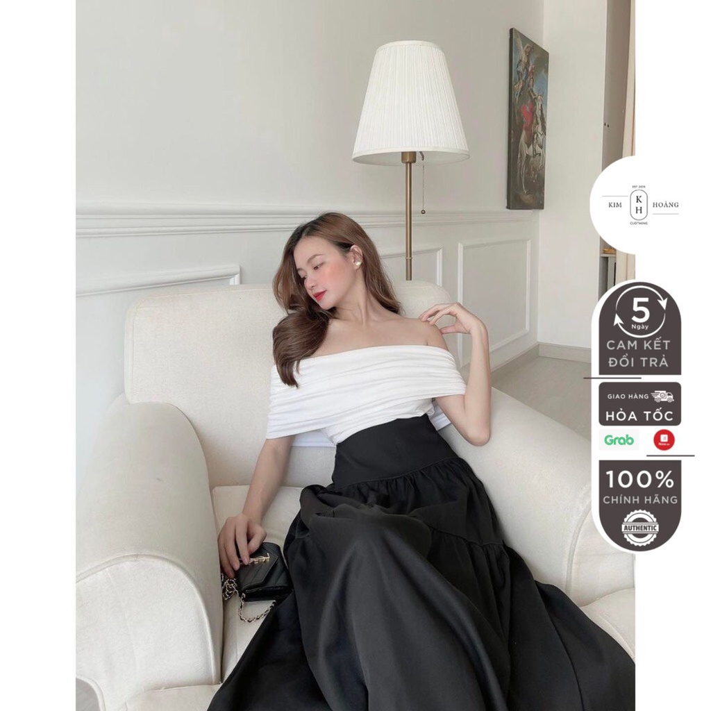Áo Trễ Vai len tăm Kim Hoàng Clothing , áo thun tăm cộc tay sexy - TV1