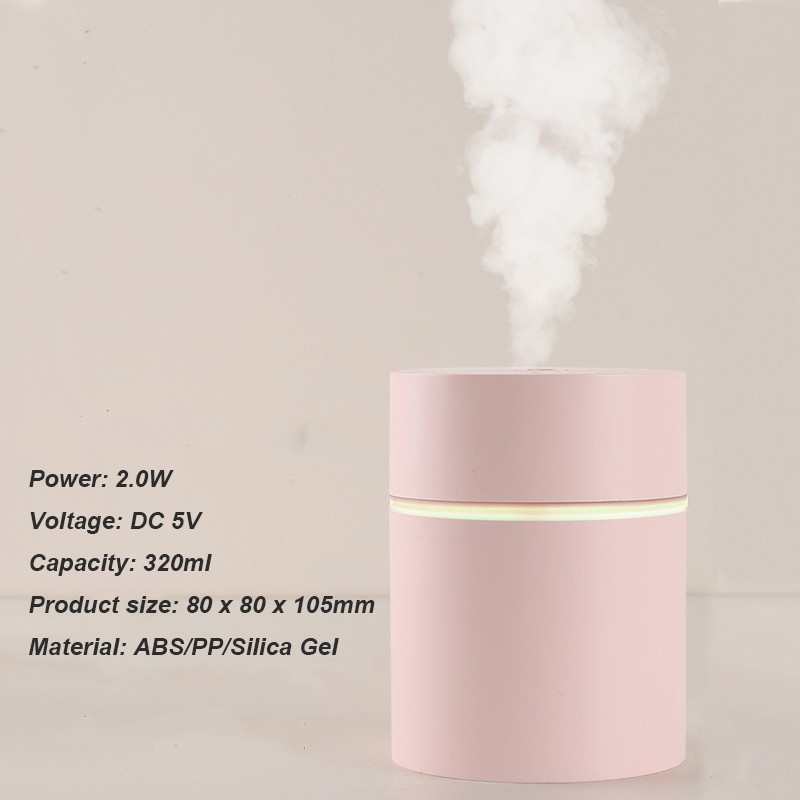 Máy phun sương tạo độ ẩm không khí mini Fnelse 320ml có đèn 7 màu sắc thời trang