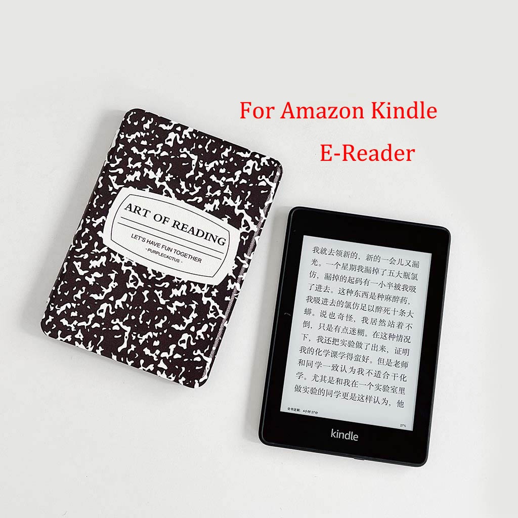Ốp Điện Thoại Da PU Có Dây Đeo Cổ Tay In Họa Tiết Bò Sữa Cho Amazon kindle paperwhite 1 2 3 10th 6 inch Basic 5th Generation 11th 2021