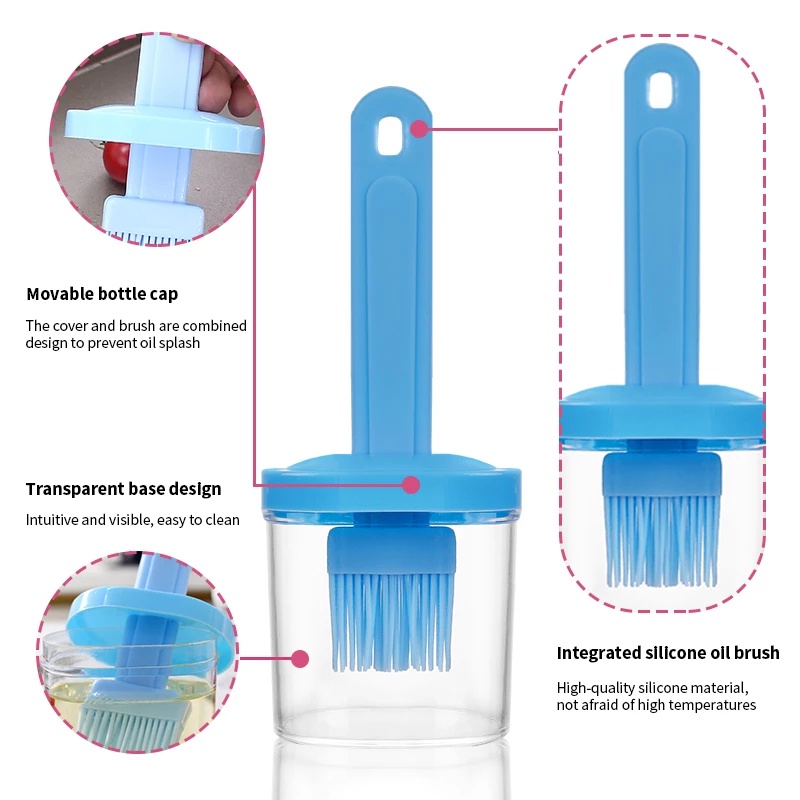 Cọ quét dầu bằng silicon kèm bình đựng dùng nướng BBQ tiện dụng