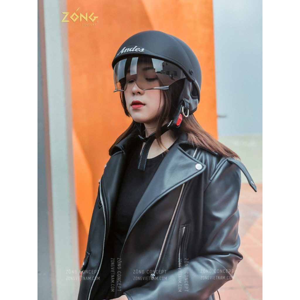 Mũ bảo hiểm nửa đầu có kính ẩn ANDES – M139