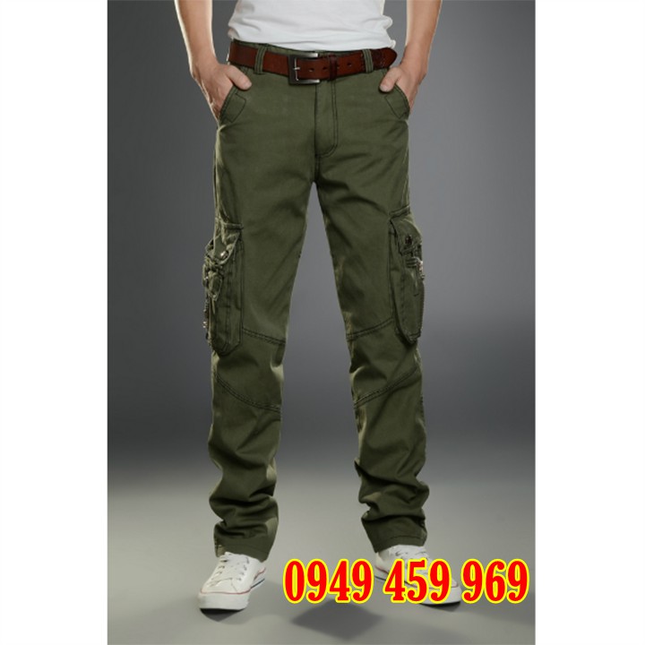[GIẢM GIÁ 50%] Quần Kaki Nam Túi Hộp Phong Cách Lính Màu Đen / Xanh Rêu - Mã Q2187
