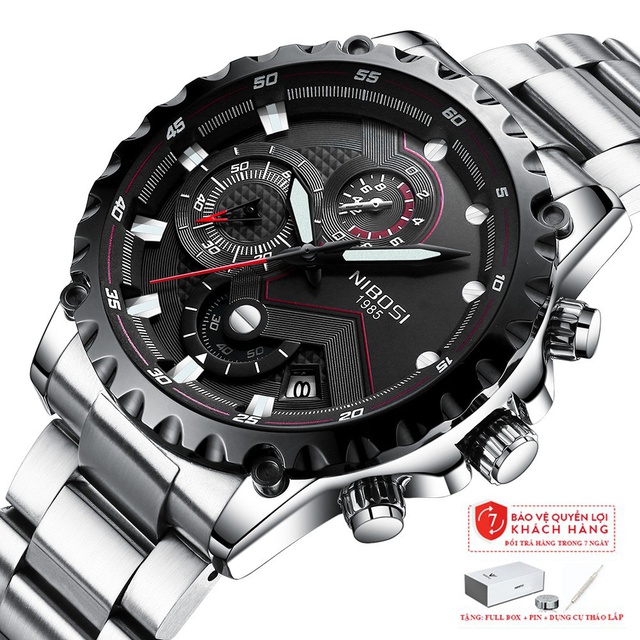 (TẶNG VÒNG TAY) Đồng hồ nam NIBOSI 2322 chính hãng, dây kim loại không gỉ, thép đúc đặc | BigBuy360 - bigbuy360.vn