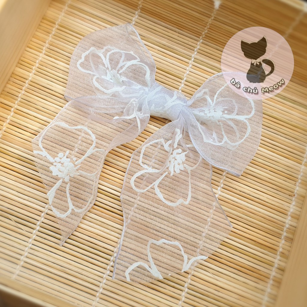 Kẹp Tóc Nơ Hoa Voan Trắng - Kẹp Tóc Tiểu Thư