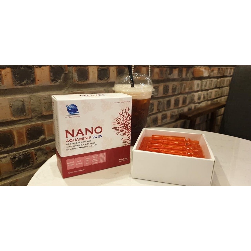 Canxi Nano Aquamin-F - Bổ sung CalciNano, Vitamin D3, MK7, acid amin từ Tảo Đỏ - Hộp 20 ống