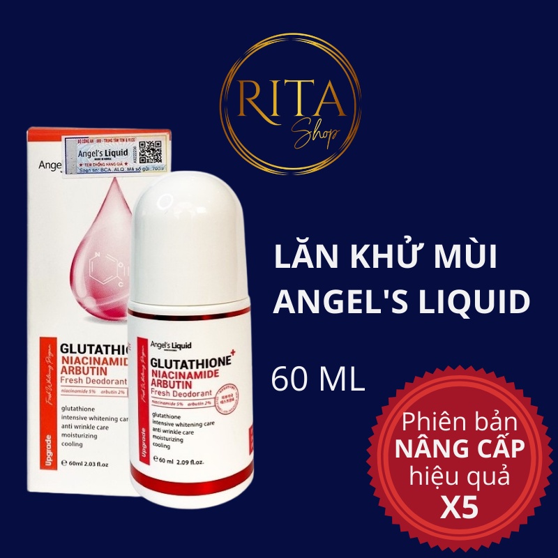 Lăn nách khử mùi, mờ thâm, dưỡng trắng da Angel Liquid Glutathione plus Niacinamide Fresh Deodorant 60ml