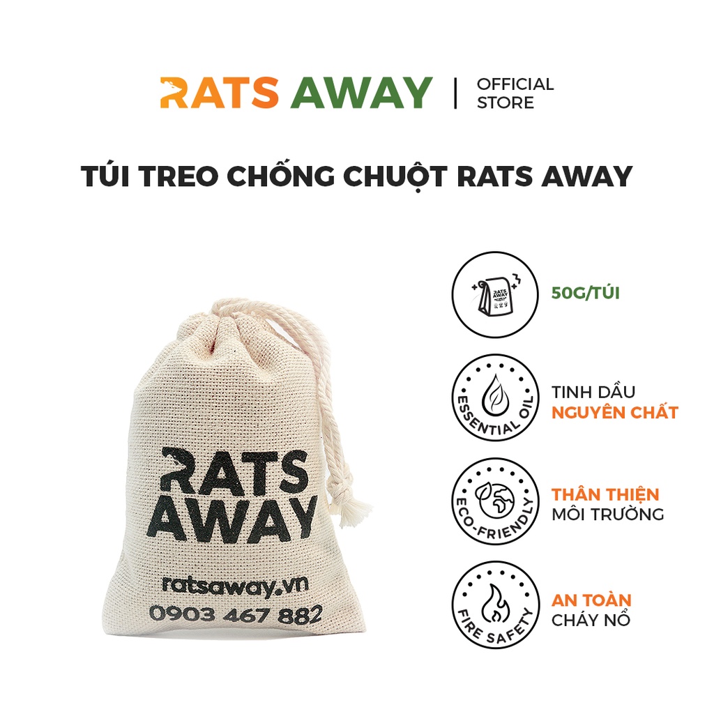 Combo mini: Chai xịt 300ml + Túi treo chống chuột RATS AWAY