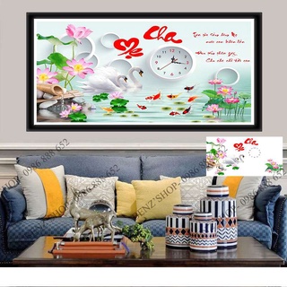 Tranh đính đá Cao Cấp ( giá sỉ) Đồng Hồ Cha Mẹ VS486 (70*50cm)