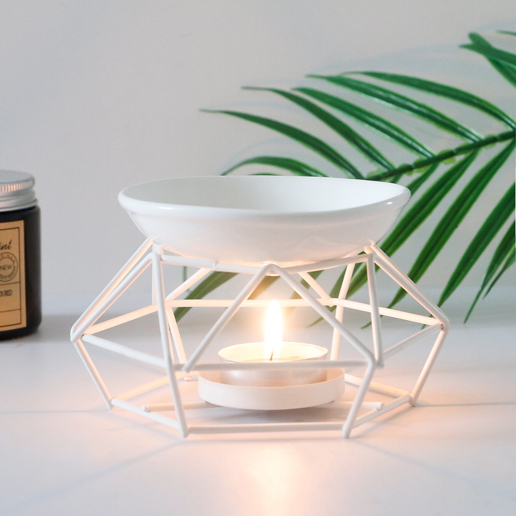 Đèn xông tinh dầu đốt nến tealight chân sắt dáng kim cương sang trọng - Better Life
