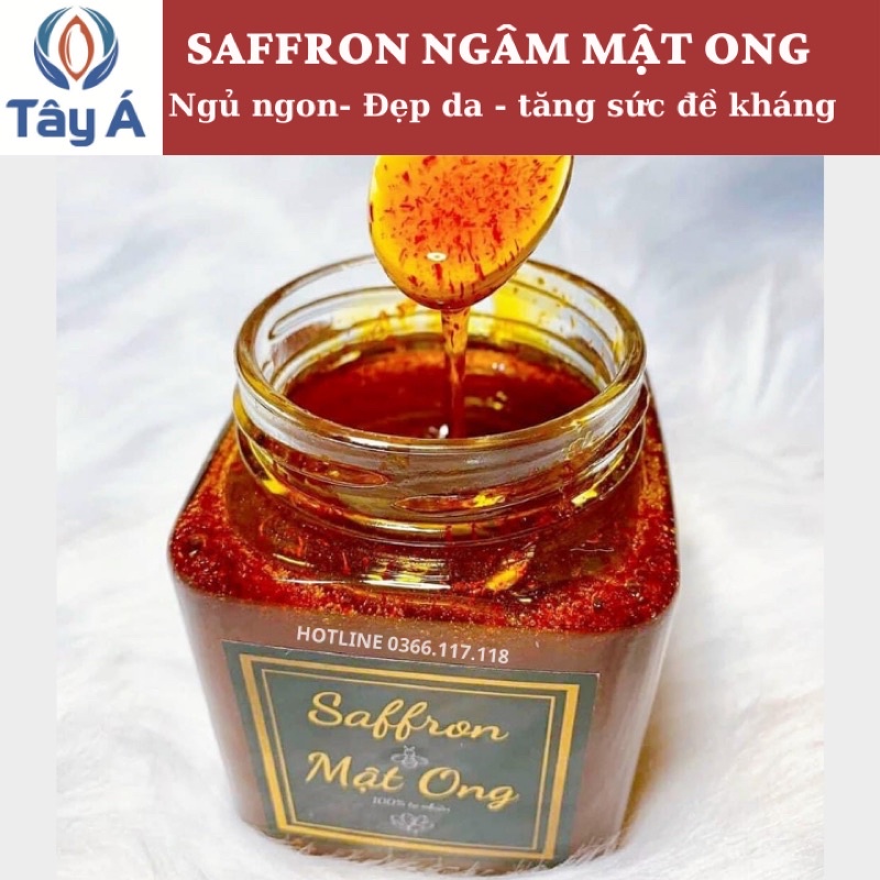 Saffron ngâm mật ong - Hũ 3gram-380ml -SAFFRON TÂY Á Bahraman Super Negin-nhuỵ hoa nghệ tây- Nhập khẩu độc quyền từ Iran