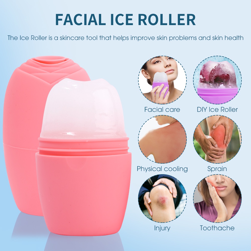 Cây Lăn Đá Bằng Silicone Cấp Thực Phẩm Tái Sử Dụng Được Làm Dịu Da Mặt / Dụng Cụ Làm Sáng Da Đa Năng