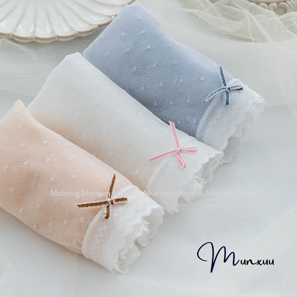 Quần lót nữ ren ren gấm cao cấp MUNXUU họa tiết chấm bi phối ren lưới xuyên thấu gợi cảm- QC133