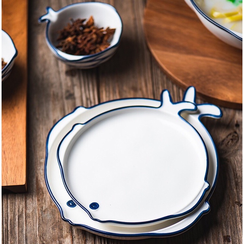 Set bát và đĩa hình con cá