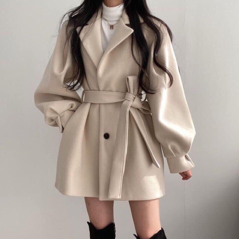 ÁO DẠ TAY BỒNG THẮT ĐAI