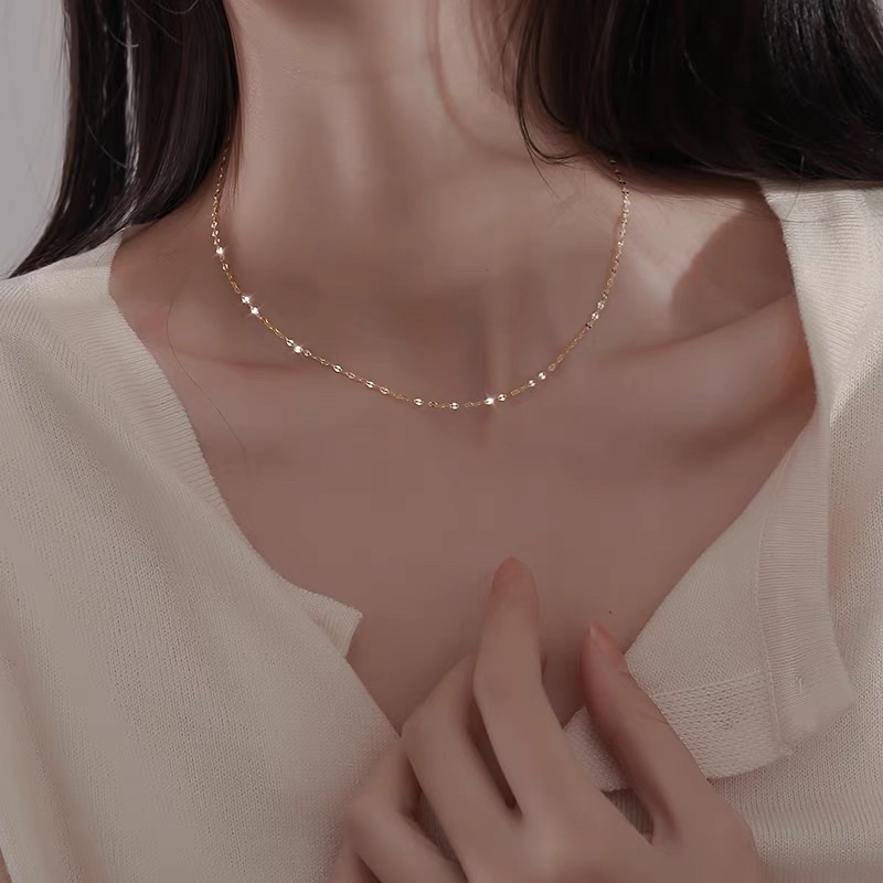 Dây chuyền không mặt bạc ý DaLiA Jewelry dây chuyền xích vòng hoa dẹt basic vòng cổ nữ dễ phối đồ